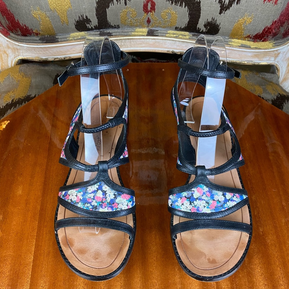 Rebecca Minkoff Black Floral Sandal Gladiator style Size 8 1/2